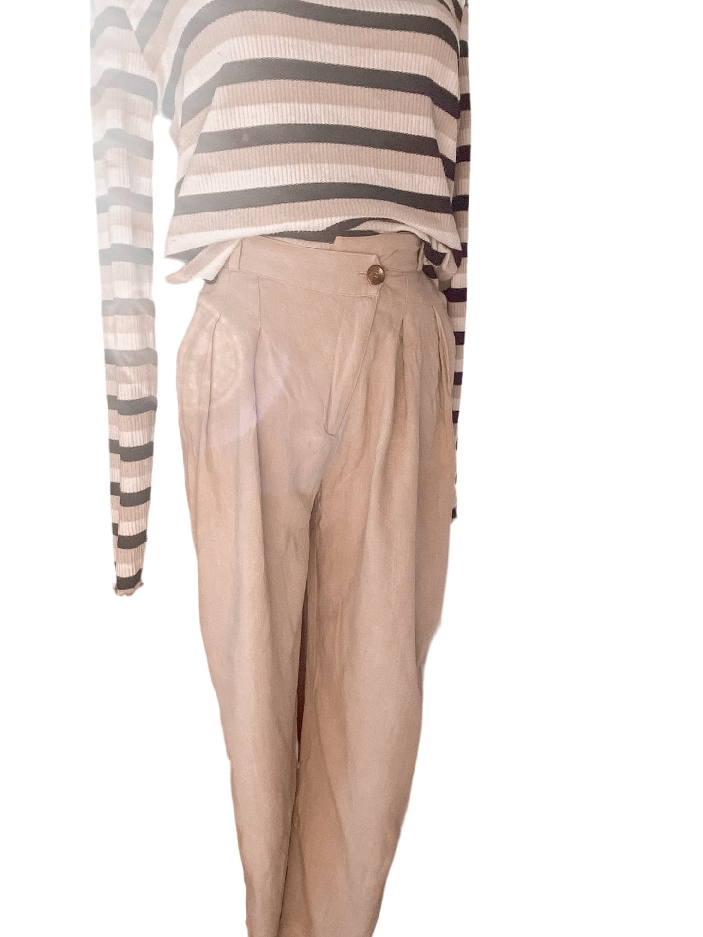 ASOS Luxe Beige Linen Pants (10) - The Preloved Wardrobe