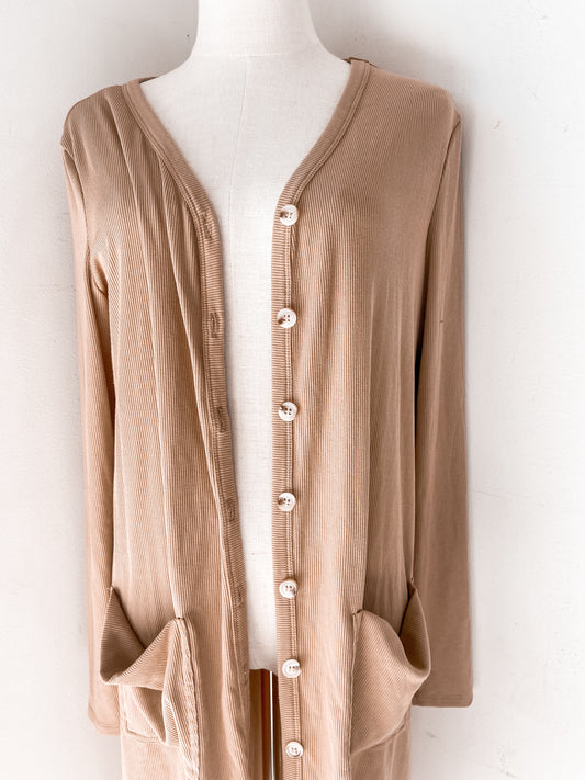 Tan Longline Cardi