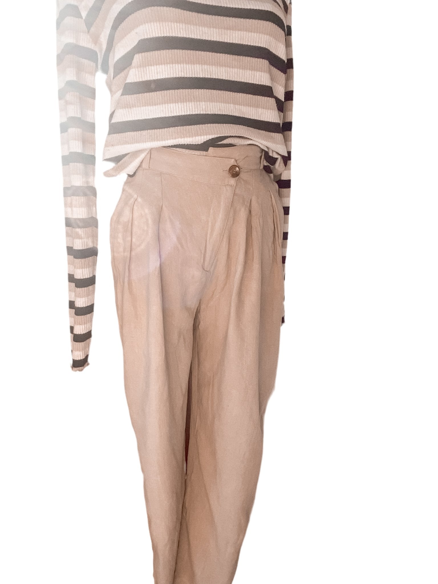 ASOS Luxe Beige Linen Pants (10) - The Preloved Wardrobe